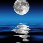 full moon over water at night
