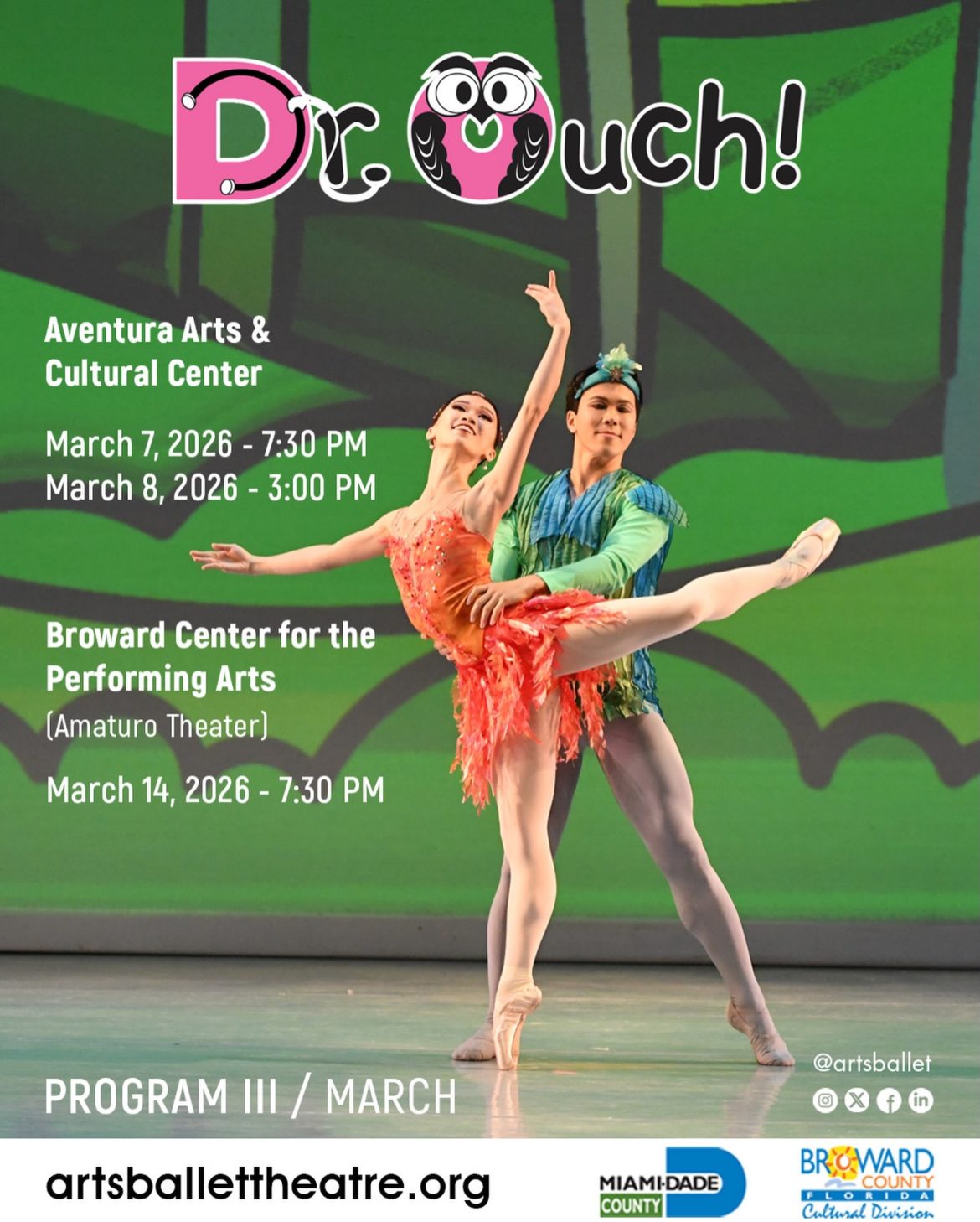 Escena promocional del espectáculo Dr. Ouch! de Arts Ballet Theatre of Florida.