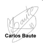 Firma oficial de Carlos Baute incluida en su comunicado del 20 de abril de 2026.